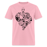 Zen Year of the Snake Tattoo Style Line Art T-Shirt - pink
