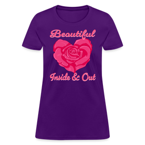 Beautiful Inside and Out Rose Heart T-Shirt - heather black