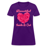 Beautiful Inside and Out Rose Heart T-Shirt - purple