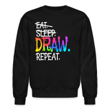 Artist Drawing Sketching Art Teacher Colorful Crewneck Sweatshirt - black