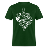 Zen Year of the Snake Tattoo Style Line Art T-Shirt - forest green
