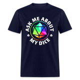 Rainbow D20 Dice RPG Gamer Unisex T-Shirt - navy