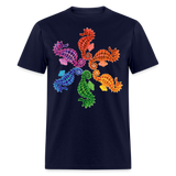 Whimsical Rainbow Seahorse Painting Unisex T-Shirt - navy