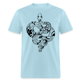 Zen Year of the Snake Tattoo Style Line Art T-Shirt - powder blue