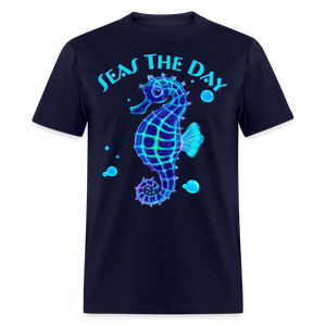 Cute Ocean Watercolor Seahorse  Unisex T-Shirt - navy
