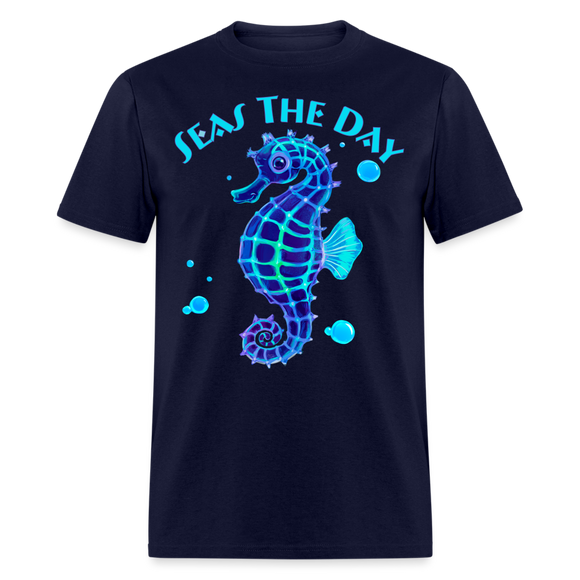 Cute Ocean Watercolor Seahorse  Unisex T-Shirt - navy