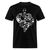 Zen Year of the Snake Tattoo Style Line Art T-Shirt - black