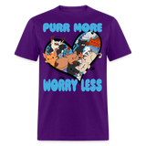Purr More Worry Less Cat T-Shirt - purple