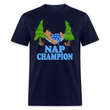 Nap Champion Bear Sleeping Funny T-Shirt - navy