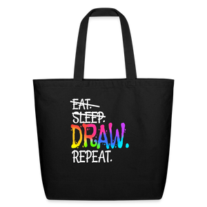 Artist Drawing Colorful Rainbow Paint Eco-Friendly Cotton Tote - black