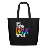 Artist Drawing Colorful Rainbow Paint Eco-Friendly Cotton Tote - black