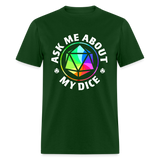 Rainbow D20 Dice RPG Gamer Unisex T-Shirt - forest green