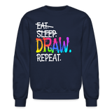Artist Drawing Sketching Art Teacher Colorful Crewneck Sweatshirt - navy