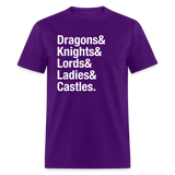 Dragons Knights Ampersand Fantasy Medieval Unisex T-Shirt - purple