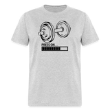 Barbell Press On Fitness Training Gym Workout Unisex T-Shirt - heather gray