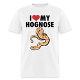 I Love My Hognose Snake Graphic for Reptile Fans Unisex T-Shirt - white