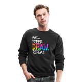 Artist Drawing Sketching Art Teacher Colorful Crewneck Sweatshirt - black