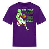 Alien Playing Basketball Game Kid’s T-Shirt - purple