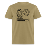 Barbell Press On Fitness Training Gym Workout Unisex T-Shirt - khaki