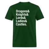 Dragons Knights Ampersand Fantasy Medieval Unisex T-Shirt - forest green