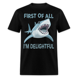 Men’s Funny First of All Angry Shark T-shirt - black