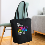 Artist Drawing Colorful Rainbow Paint Eco-Friendly Cotton Tote - black