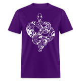 Zen Year of the Snake Tattoo Style Line Art T-Shirt - purple