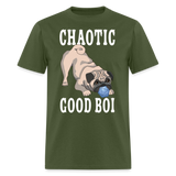 Chaotic Good Pug with D20 Die RPG Gamer Unisex T-Shirt - military green
