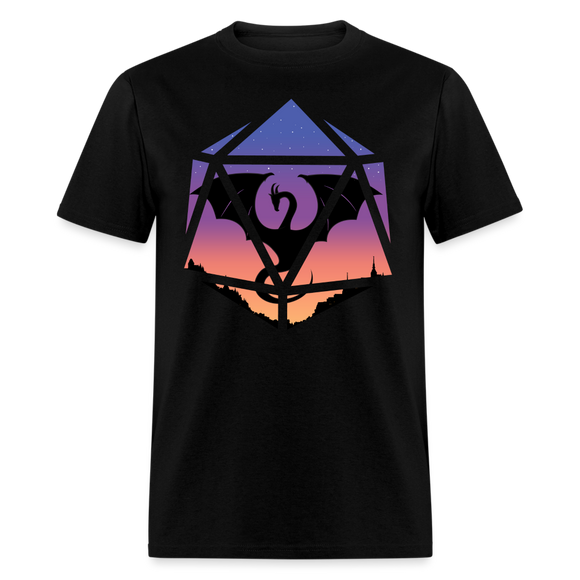 Dragon Inside D20 Design Stained Glass RPG Fantasy Art Unisex T-Shirt - black