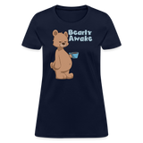 Funny Tired Bear Coffee Morning T-Shirt - navy
