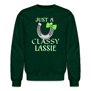 Irish Saint Patrick's Day Lucky Horse Shoe Drinking Unisex Crewneck Sweatshirt - forest green