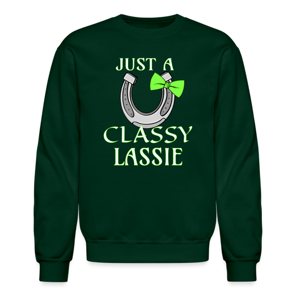 Irish Saint Patrick's Day Lucky Horse Shoe Drinking Unisex Crewneck Sweatshirt - forest green
