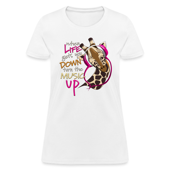 Music Lovers Giraffe Wearing Headphones Unisex Classic T-Shirt - white