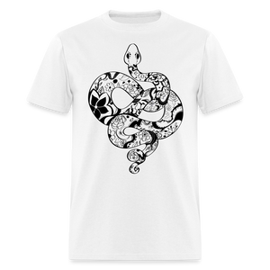 Zen Year of the Snake Tattoo Style Line Art T-Shirt - white