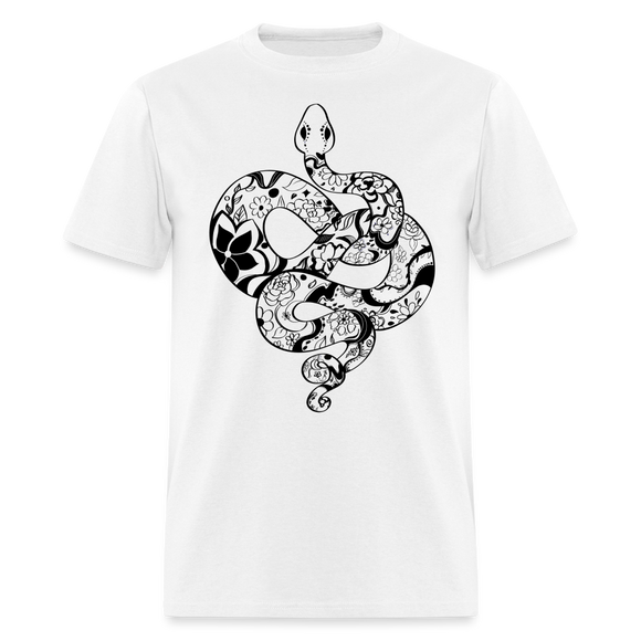 Zen Year of the Snake Tattoo Style Line Art T-Shirt - white