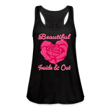 Beautiful Inside And Out Rose Heart Tank Top - black