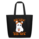 Spooky Cute Ghost Halloween Treat Eco-Friendly Cotton Tote Bag - black