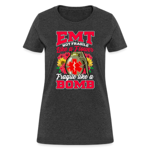 EMT EMS Firefighter Paramedic First Responder Ladies T-Shirt - heather black