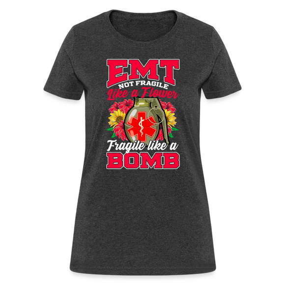 EMT EMS Firefighter Paramedic First Responder Ladies T-Shirt - heather black