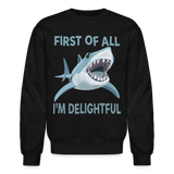 Funny Delightful Angry Shark Crewneck Sweatshirt - black