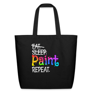 Artist Colorful Rainbow Paint Eco-Friendly Cotton Tote - black