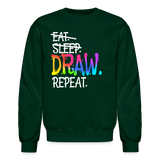 Artist Drawing Sketching Art Teacher Colorful Crewneck Sweatshirt - forest green