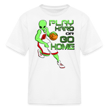 Alien Playing Basketball Game Kid’s T-Shirt - white