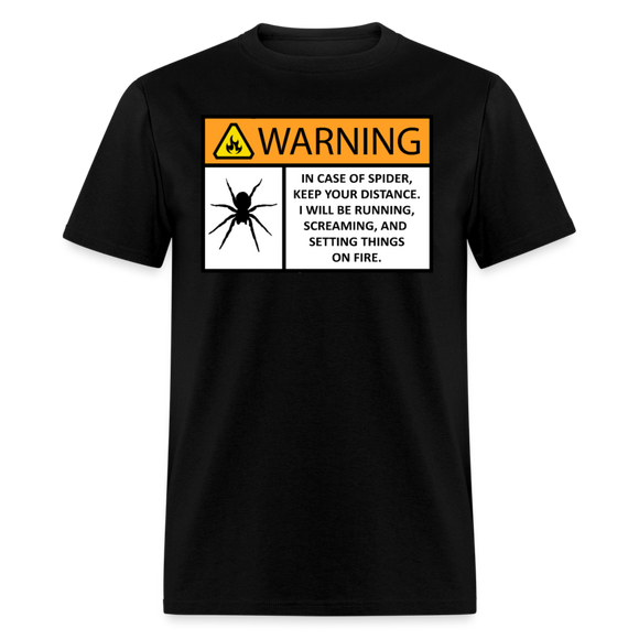 Spider Warning Arachnophobia Fear of Spiders Joke Unisex Classic T-Shirt - black