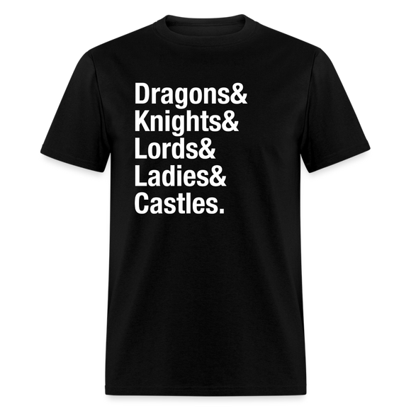 Dragons Knights Ampersand Fantasy Medieval Unisex T-Shirt - black