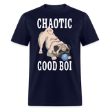 Chaotic Good Pug with D20 Die RPG Gamer Unisex T-Shirt - navy