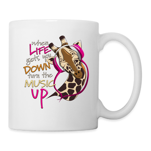 Music Lovers Giraffe Wearing Headphones Mug - white
