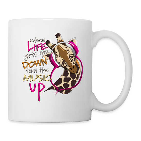 Music Lovers Giraffe Wearing Headphones Mug - white