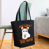 Spooky Cute Ghost Halloween Treat Eco-Friendly Cotton Tote Bag - black