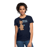 Funny Tired Bear Coffee Morning T-Shirt - navy